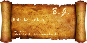 Babitz Jetta névjegykártya